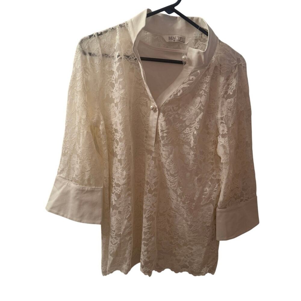 Beautiful by Lawrence Darian Lace 3/4 Sleeve Blouse w/camisole NWOT Med